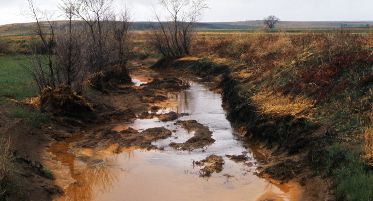 "Polluted water in a watershed"
