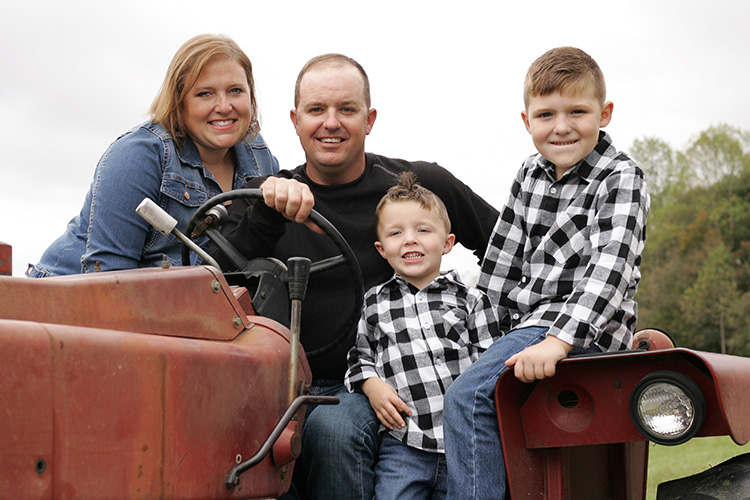 Ashley and her husband Stephen, along with sons Lucas and Ellis, raise cattle, soybeans, silage and hay in addition to their greenhouse operation. Photo courtesy of DeBord family.