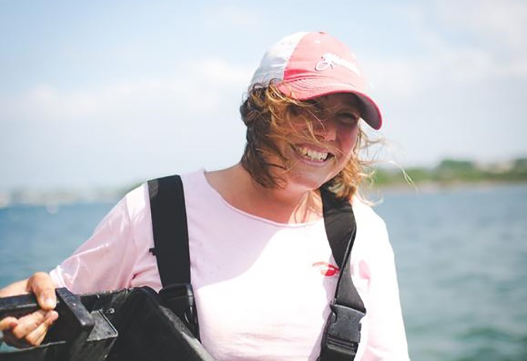 Catherine Puckett, a lifelong mariner and seasoned shellfish farmer of Block Island, Rhode Island. Photo courtesy of Block Island Shellfish Farm.