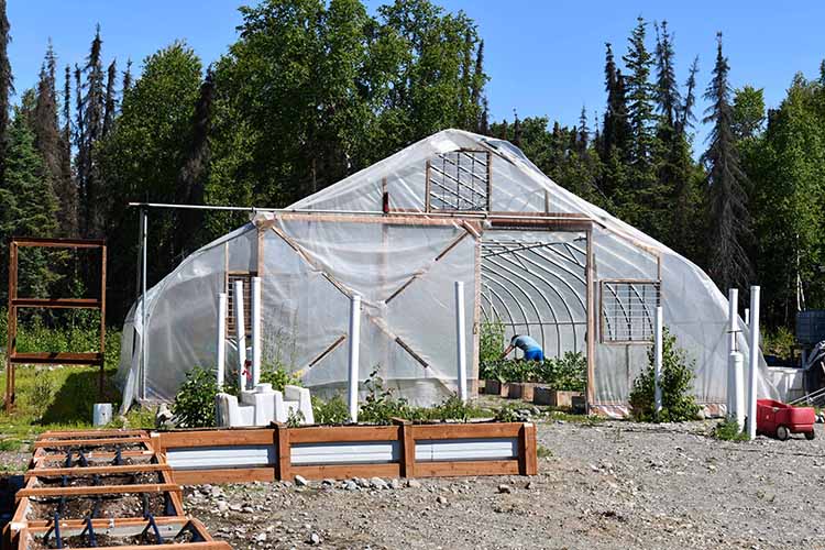 An outside view of the seasonal high tunnel at Denali Brewing. Photo by Tracy Robillard, NRCS