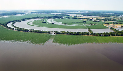 River flooding farmland
