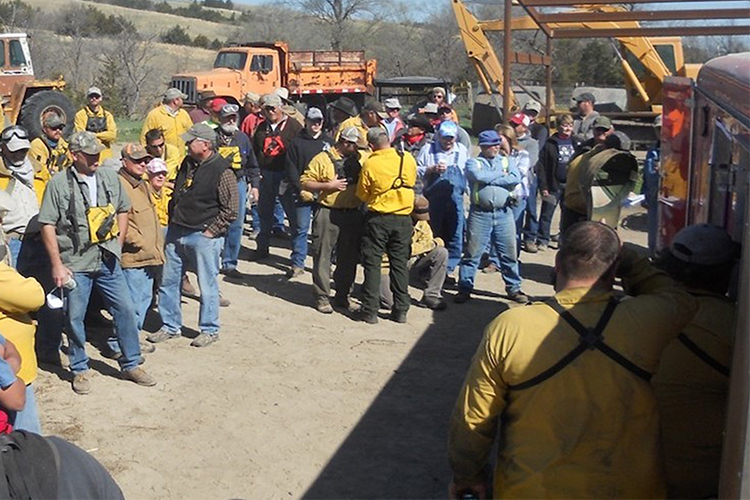 Community firefighters standing