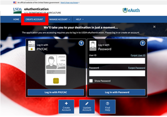 Screenshot of e-auth landing page