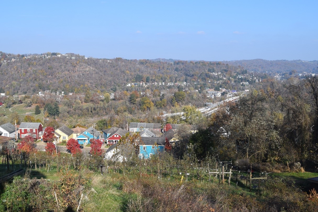 View of a town from a hill