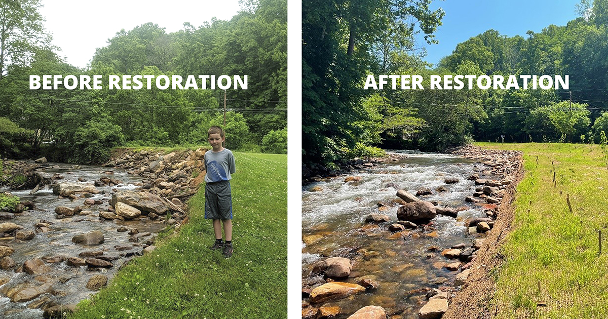 BEfore and after photos of river