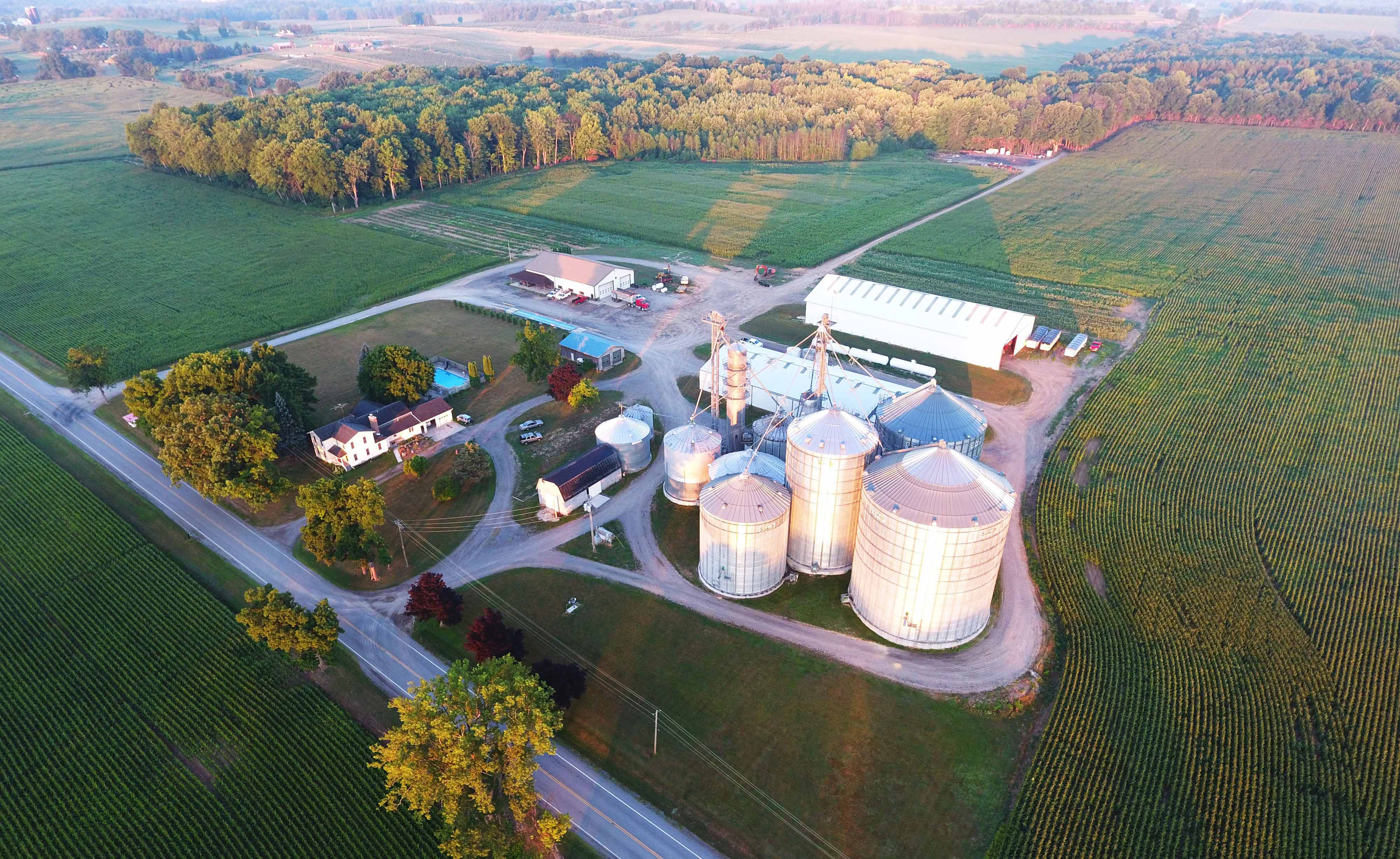 Aerial view of Stokoe Farm