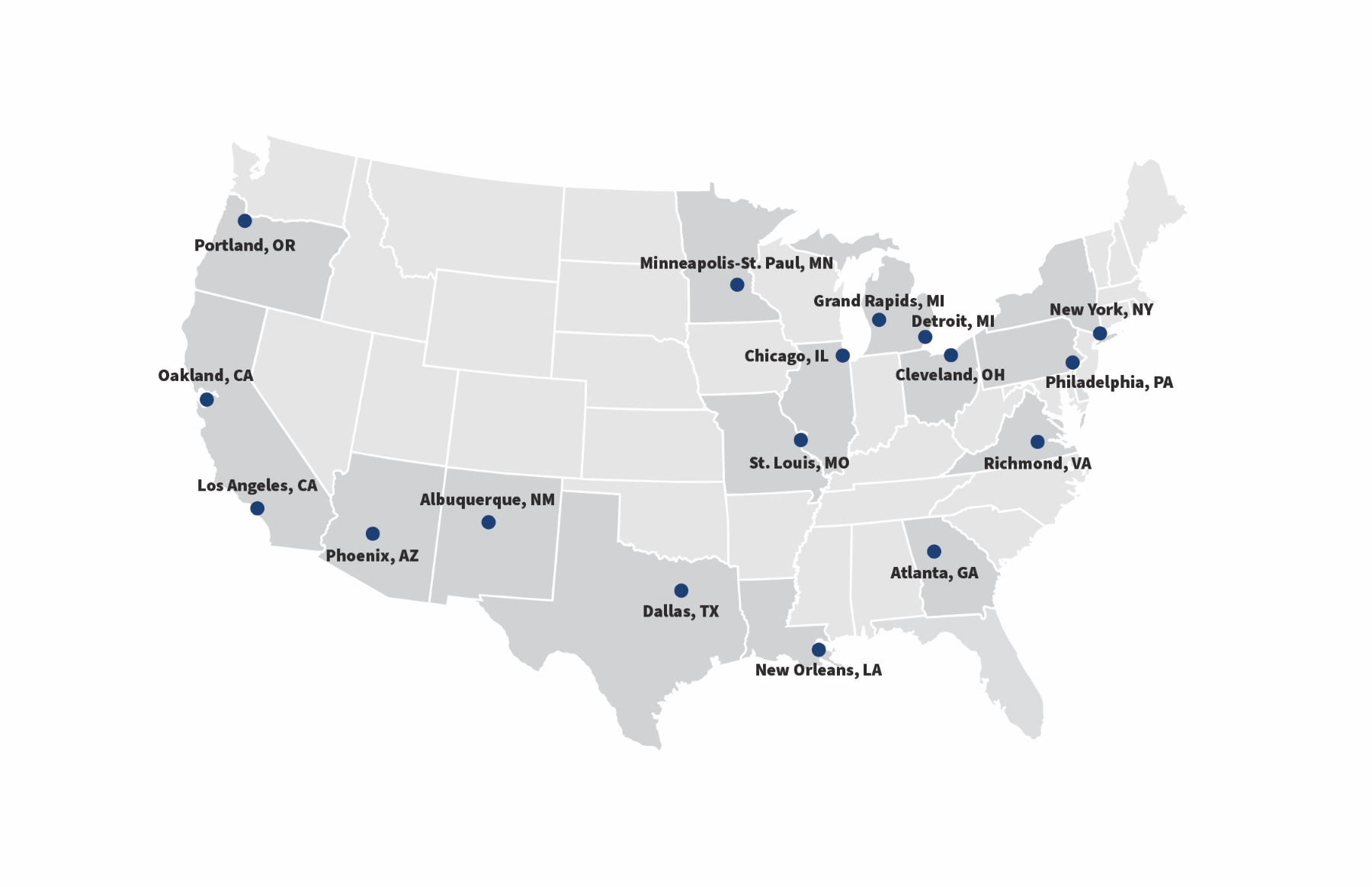  Map of USDA urbank service center locations