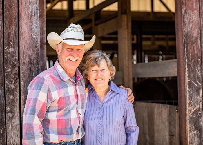 Two people smiling