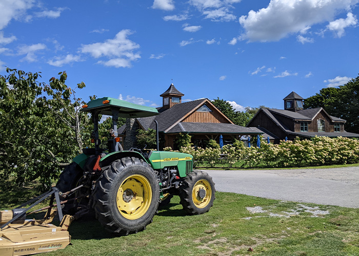 Tractor sitting on lawn