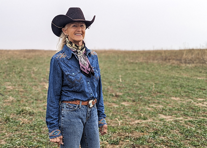 Person standing in field