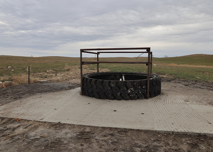 Water tank in field