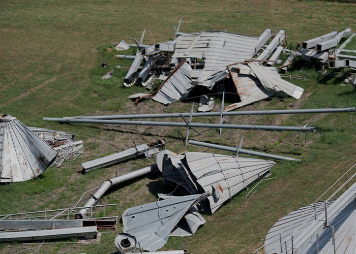 Silo debris after hurricane