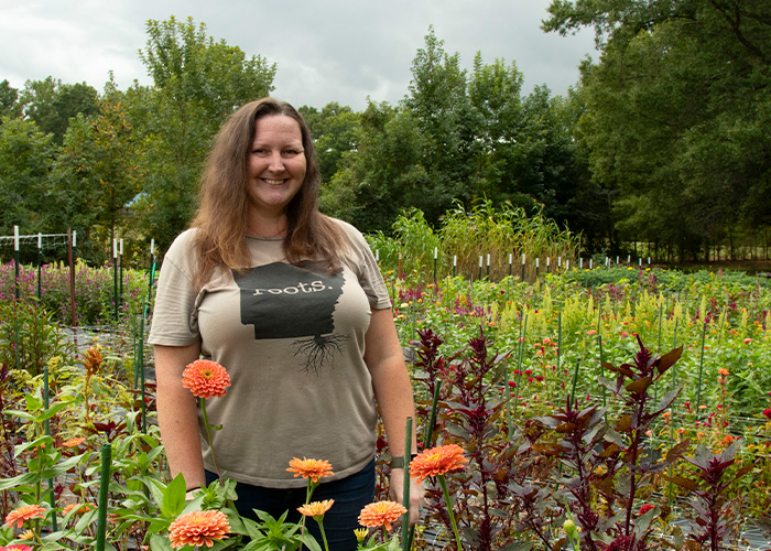 Person standing in a field