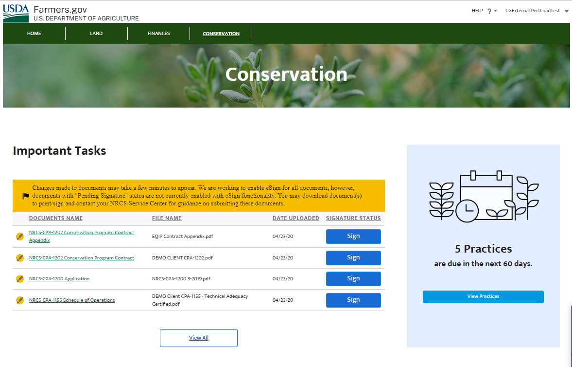 screenshot of the conservation portal