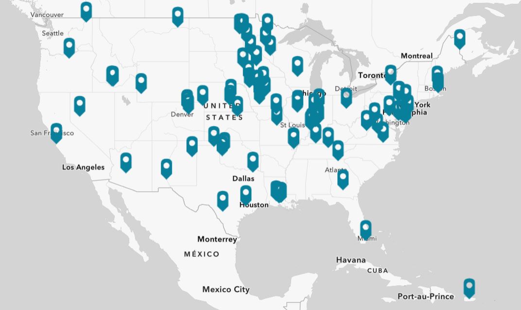 Map of all operations engaged in our #harvest2020 campaign across the United States. 