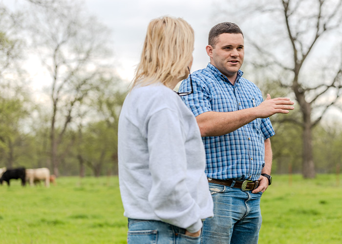 Two people in a field