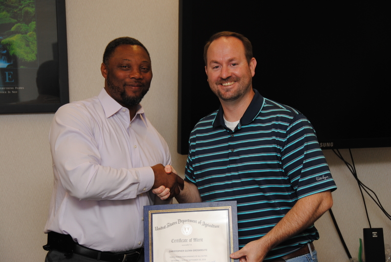 Terrance Rudolph, state conservationist for the Natural Resources Conservation Service in Georgia, and Chris Groskreutz. Chris says he is grateful for Terrance’s support of the farmers.gov project and enabling him to work on it. NRCS photo.