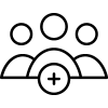 Illustrations of people with a plus sign icon