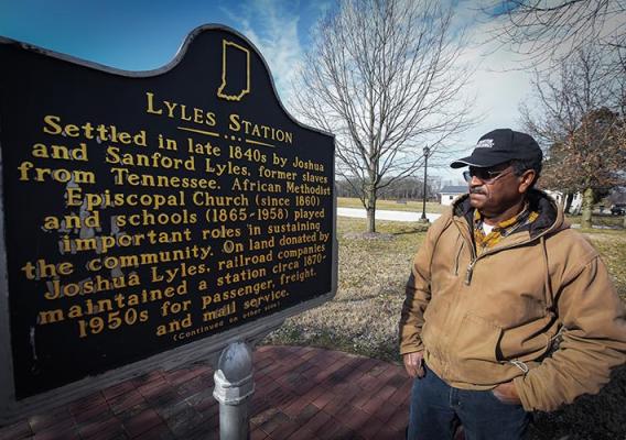Stanley Madison, president of the Lyles Station Historic Preservation Corporation, stands at the Lyles Station Museum.