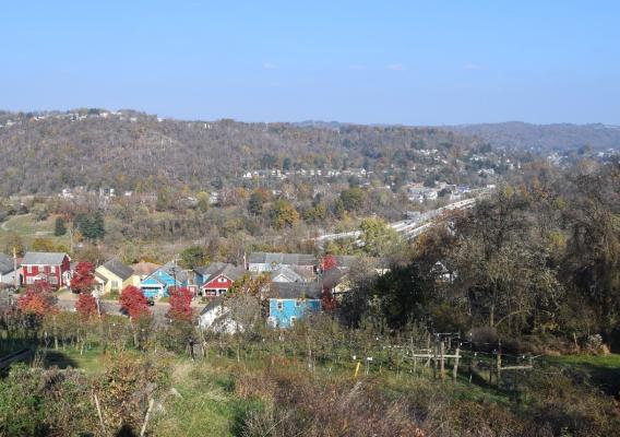 View of a town from a hill