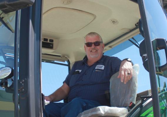 Person sitting in tractor