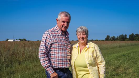 Two people standing 
