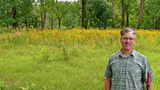 Person standing in a field